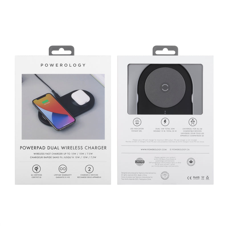 Dual Qi 15W Max Wireless Charger - Charcoal