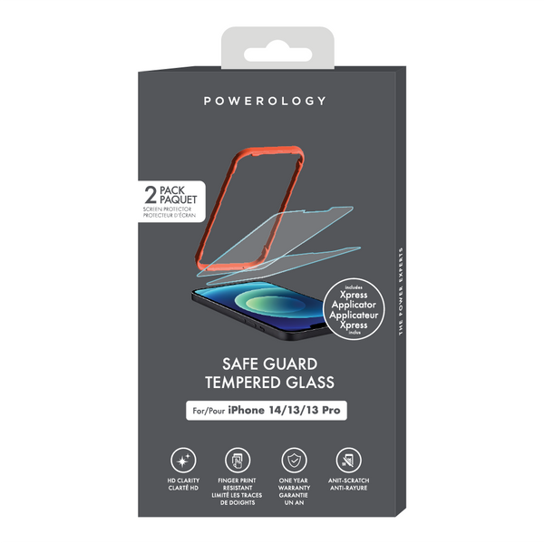 Tempered Glass dual pack for iPhone 13/13 Pro/iPhone 14 with applicator