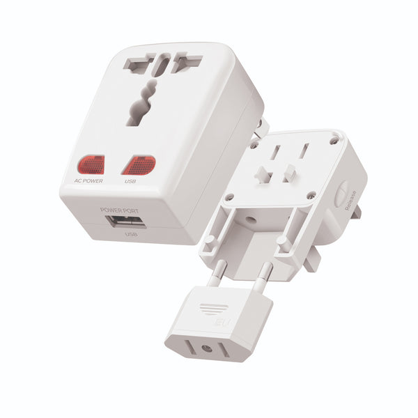 Travel Adapter Kit with 1 USB-A Port - White