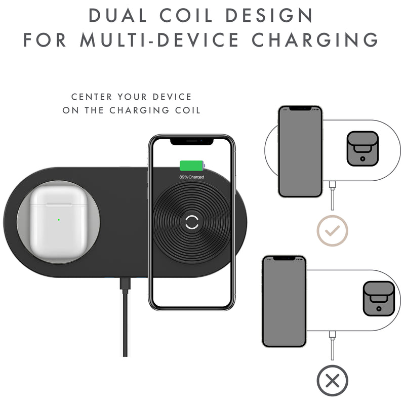 Dual Qi 15W Max Wireless Charger - Charcoal