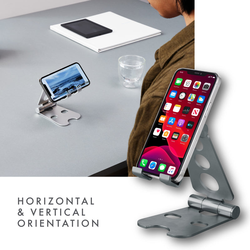 Universal Aluminum Smartphone and Tablet Foldable Stand - Silver