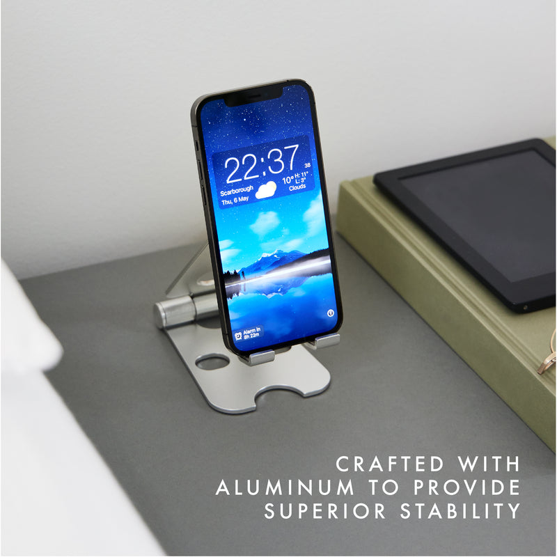 Universal Aluminum Smartphone and Tablet Foldable Stand - Silver