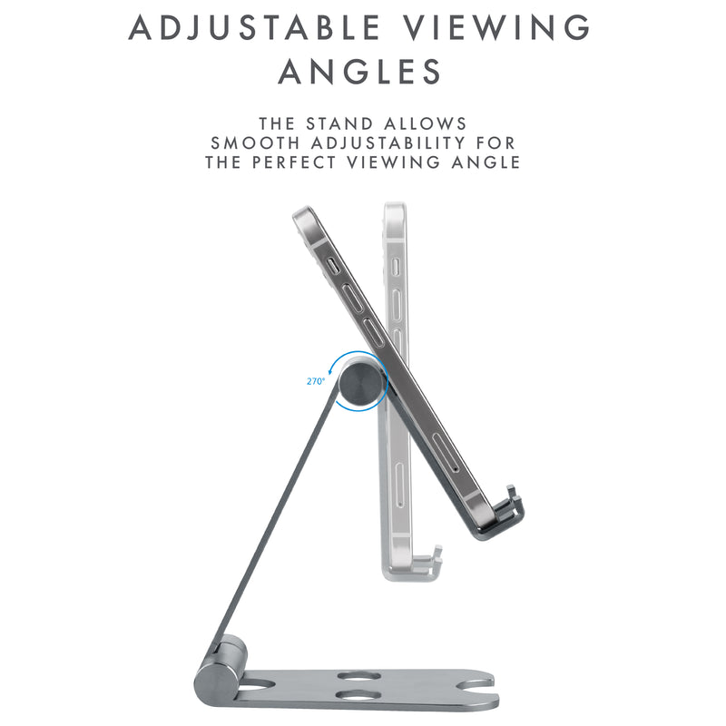 Universal Aluminum Smartphone and Tablet Foldable Stand - Silver